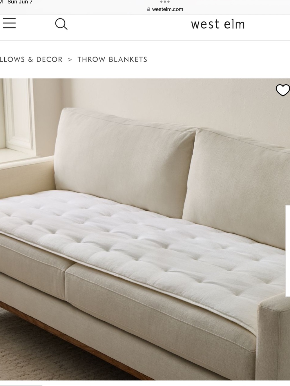 NWT West Elm quilted white sofa overlay ❤️❤️❤️❤️